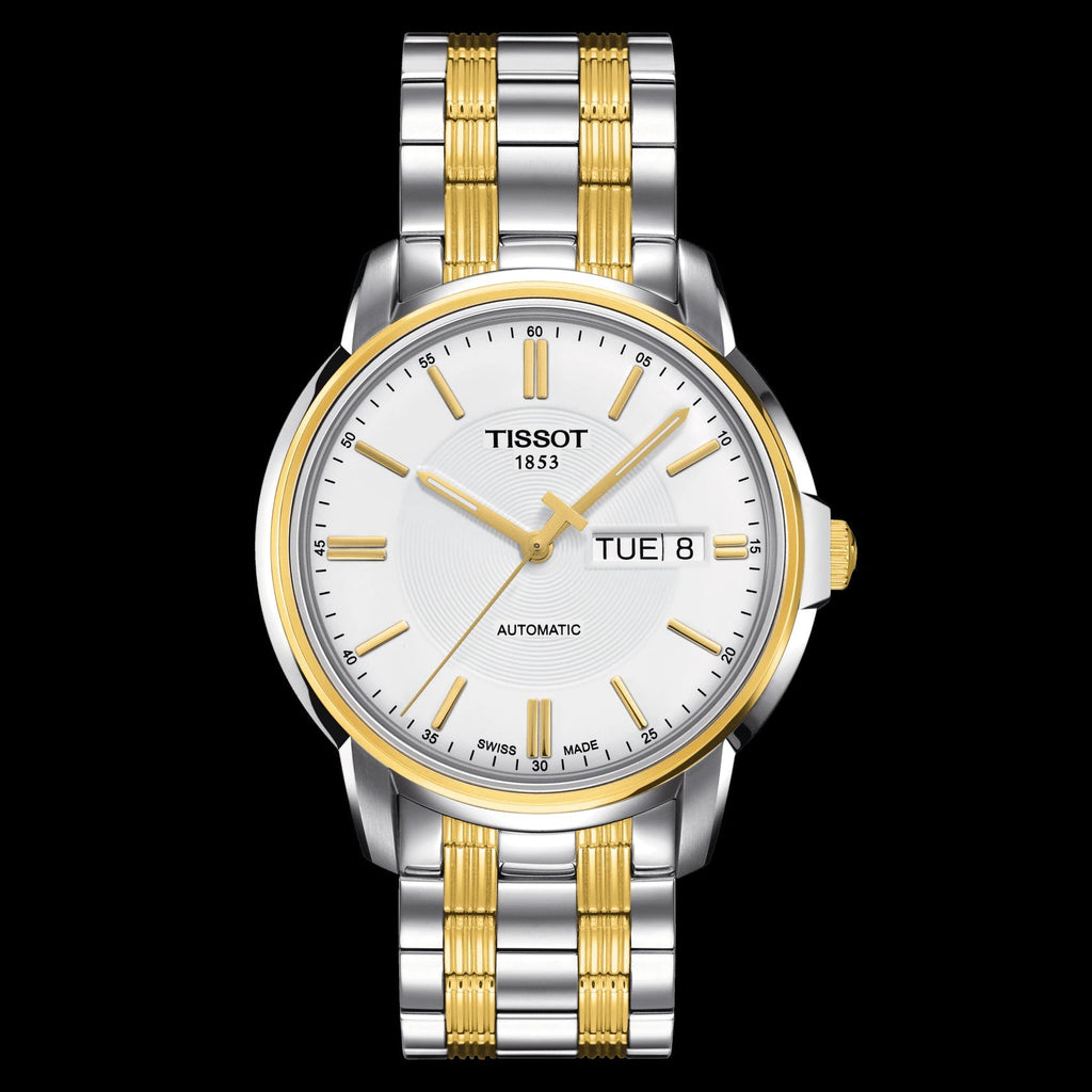 Tissot T Classic Automatics III White Dial Two Tone Steel Strap Watch For Men - T065.430.22.031.00