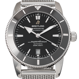Breitling Superocean Heritage B20 Automatic 46 Black Dial Silver Mesh Bracelet Watch for Men - AB2020121B1A1