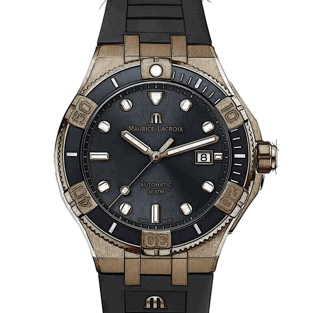 Maurice Lacroix Aikon Venturer Black Dial Black Rubber Strap Watch For Men - AI6058-BRZ0B-330-2