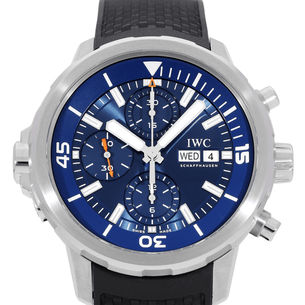 IWC Aquatimer Automatic Chronograph 44mm Blue Dial Black Rubber Strap Watch for Men - IW376805