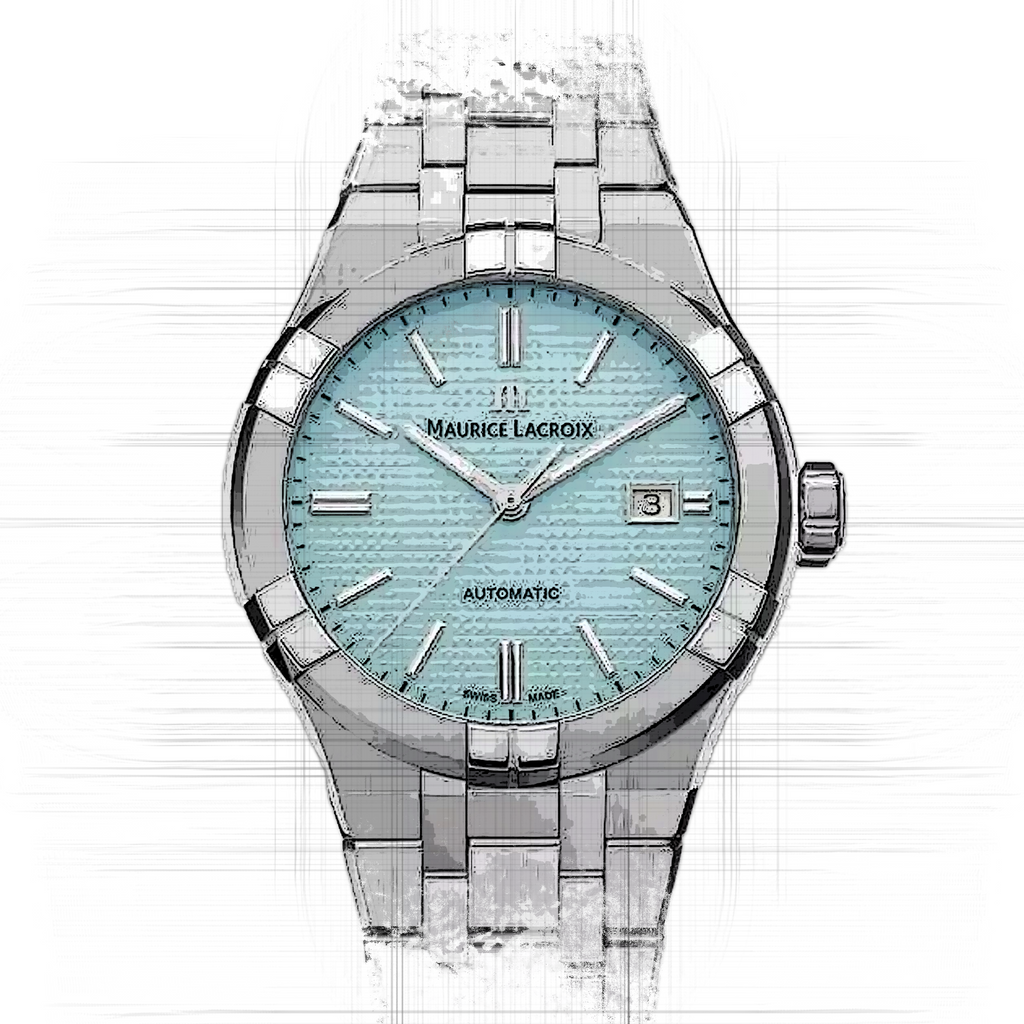 Maurice Lacroix Aikon Automatic Sky Blue Dial Silver Steel Strap Watch For Men - AI6008-SS00F-431-C