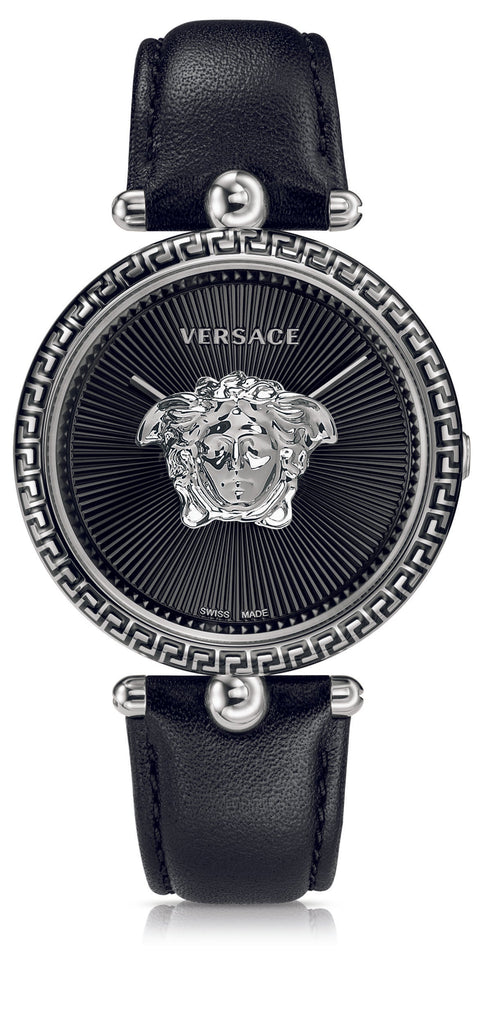 Versace Palazzo Empire Black Dial Black Leather Strap Watch for Women - VCO060017