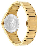 Versace V-Auria Quartz Black Dial Gold Steel Strap Watch for Men - VE0F00525