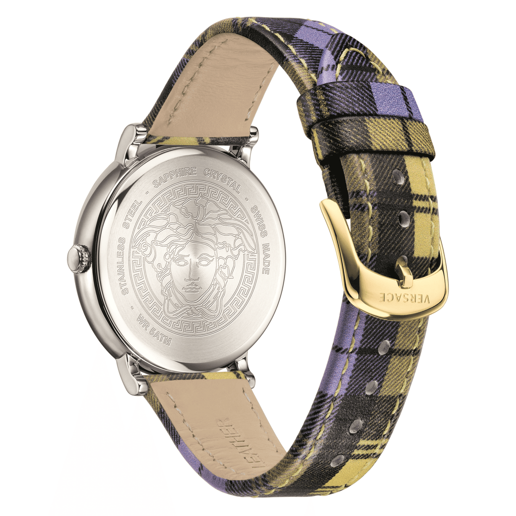 Versace V-Circle The Clans Edition Silver Dial Multicolor Leather Strap Watch for Women - VE8100118