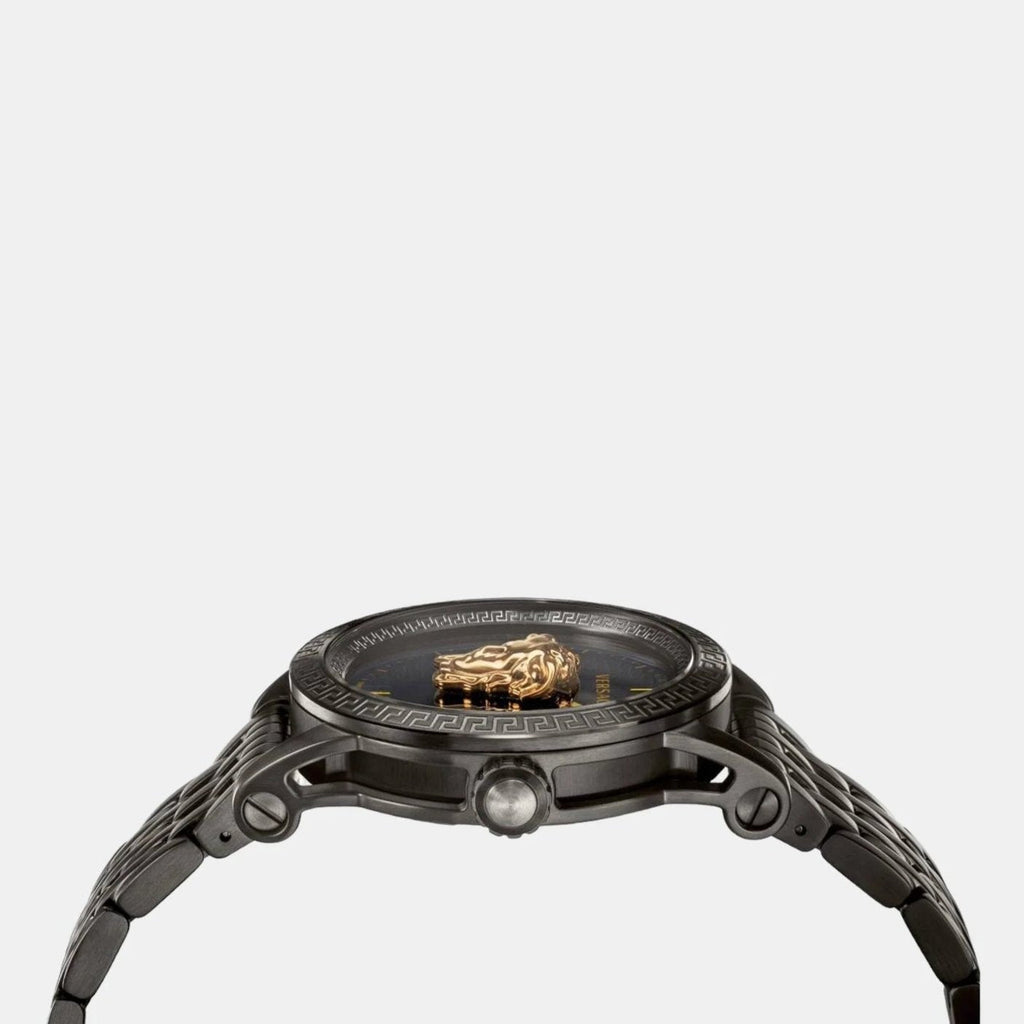 Versace Palazzo Empire Quartz Black Dial Black Steel Strap Watch For Men - VEDB00518
