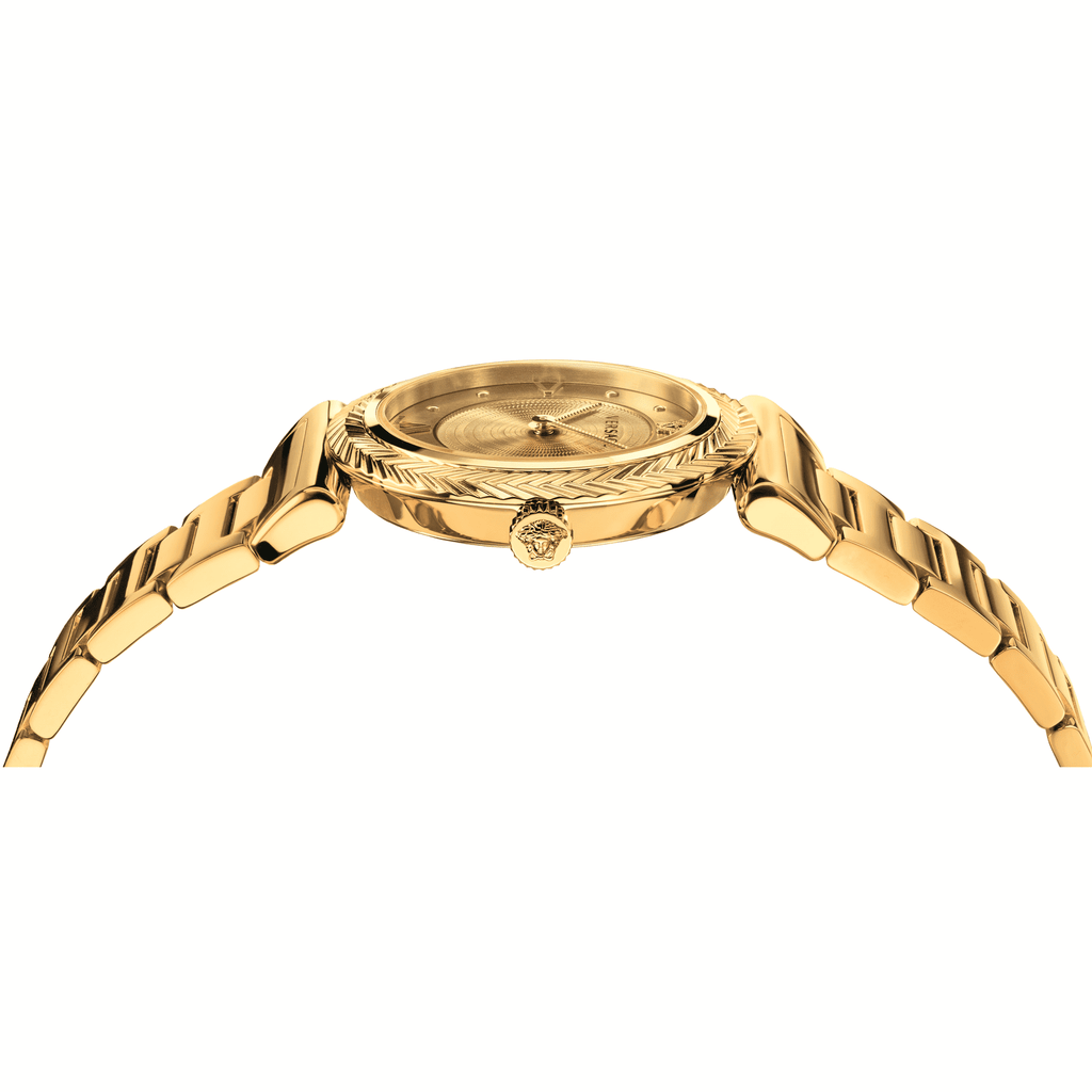 Versace V-Motif Gold Dial Gold Steel Strap Watch for Women - VERE00618