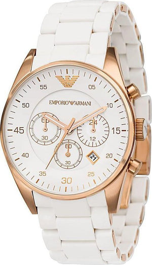 š Emporio Armani Sportivo White Dial White Rubber Strap Watch For Men - AR5919 (100% off)