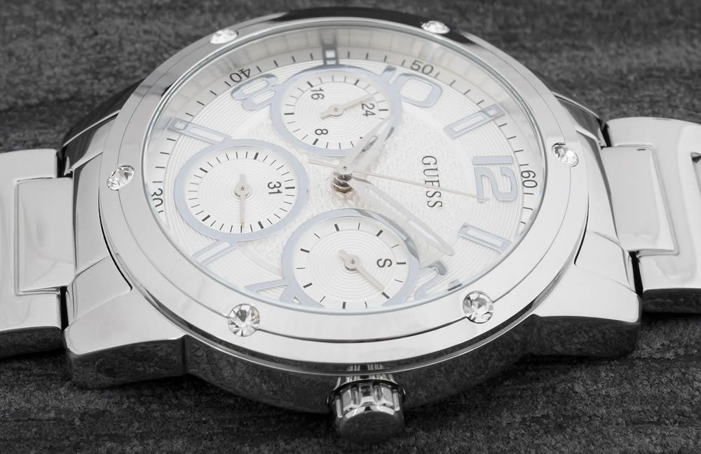 Guess Confetti Silver Dial Silver Steel Strap Watch for Women - W0778L1