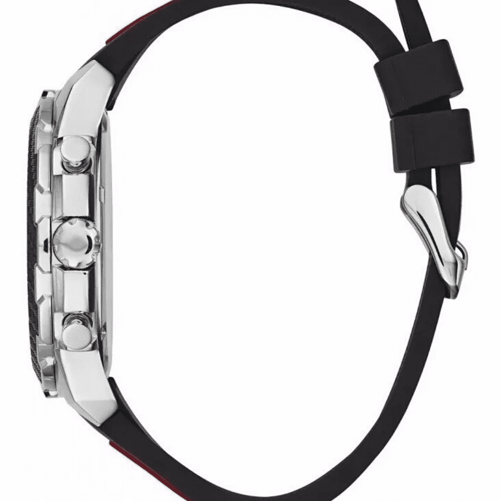 Guess Octane Chronograph Black Dial Two Tone Silicone Strap Watch For Men - W1047G1