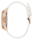 Guess Swirl Quartz Silver Dial White Rubber Strap Watch For Women - W1096l2