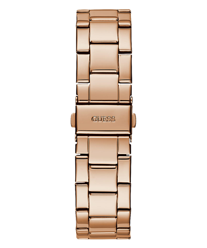 Guess G Twist Diamonds Rose Gold Dial Rose Gold Steel Strap Watch For Women - W1201L3