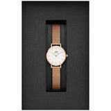 Daniel Wellington Petite Pressed Melrose White Dial Gold Mesh Bracelet Watch For Women - DW00100447