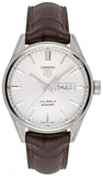Tag Heuer Carrera Calibre 5 Automatic White Dial Brown Leather Strap Watch for Men - WAR201B.FC6291