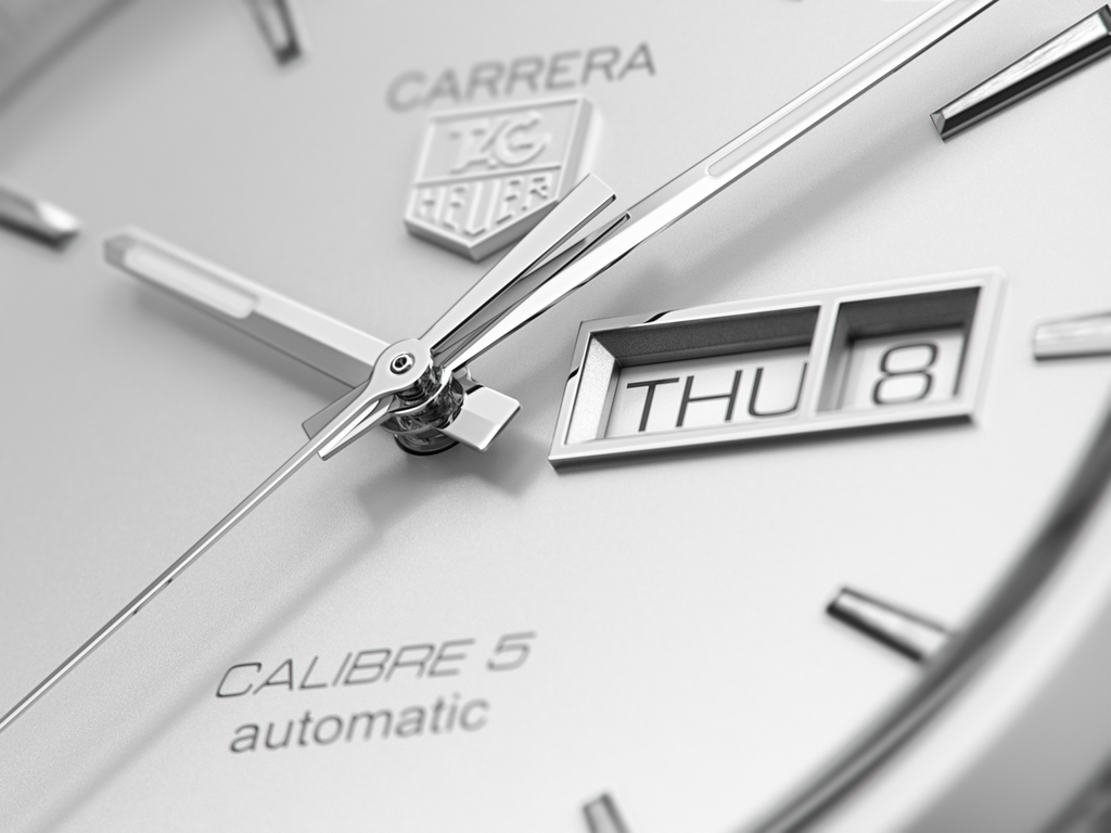 Tag Heuer Carrera Calibre 5 Automatic White Dial Silver Steel Strap Watch for Men - WAR201B.BA0723