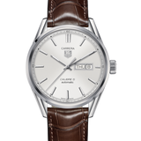 Tag Heuer Carrera Calibre 5 Automatic White Dial Brown Leather Strap Watch for Men - WAR201B.FC6291