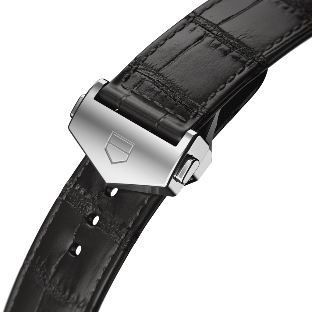 Tag Heuer Carrera Calibre 5 Automatic Black Dial Black Leather Strap Watch for Men - WAR201C.FC6266