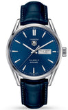 Tag Heuer Carrera Calibre 5 Automatic Blue Dial Blue Leather Strap Watch for Men - WAR201E.FC6292