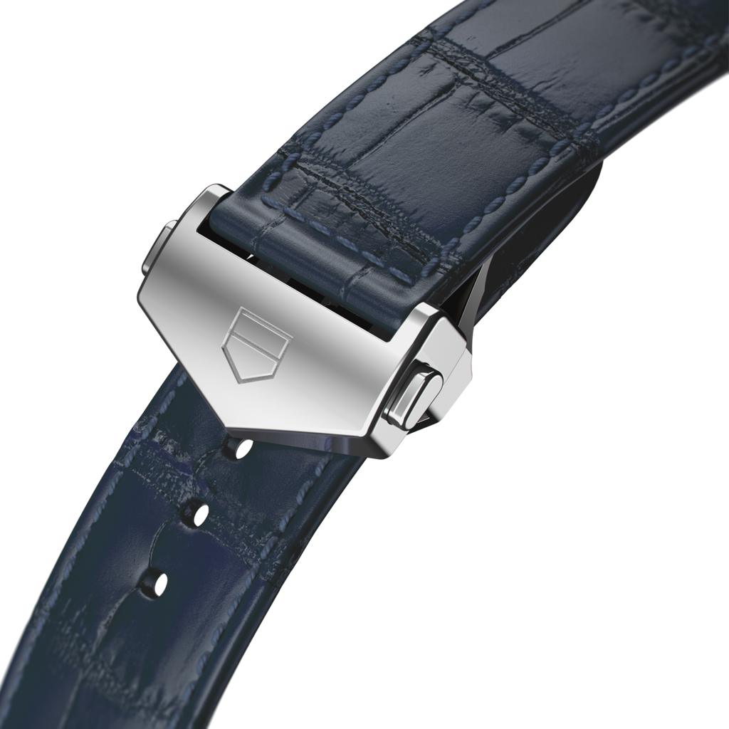 Tag Heuer Carrera Calibre 5 Automatic Blue Dial Blue Leather Strap Watch for Men - WAR201E.FC6292