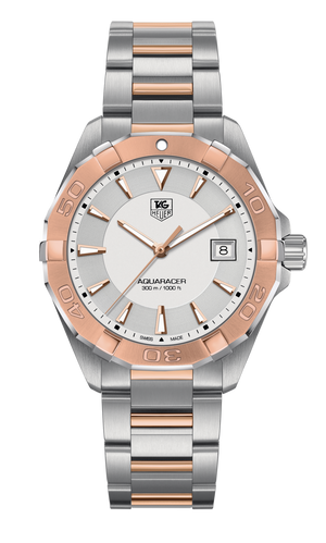 Tag Heuer Aquaracer Quartz White Dial Silver Strap Watch for Men - WAY1150.BD0911