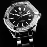 Tag Heuer Aquaracer Quartz Diamonds Black Dial Two Tone Steel Strap Watch for Men - WAY131E.BA0913