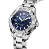 Tag Heuer Aquaracer Quartz Diamonds Blue Dial Silver Steel Strap Watch for Women - WAY131N.BA0748