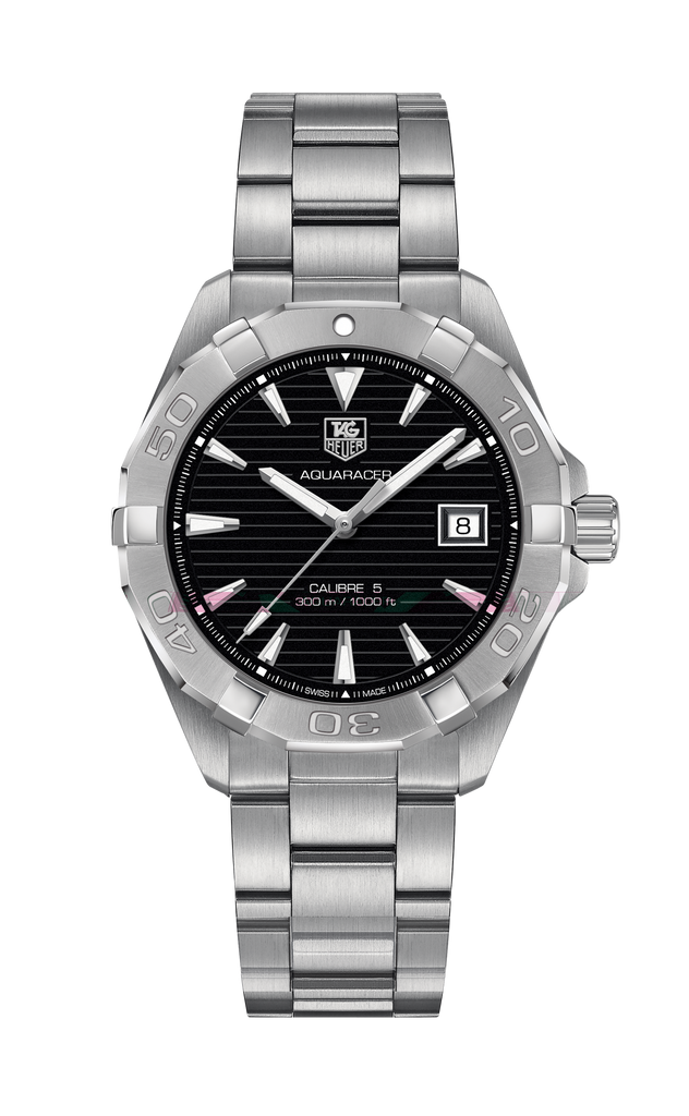 Tag Heuer Aquaracer Automatic Black Dial Silver Steel Strap Watch for Men - WAY2110.BA0928