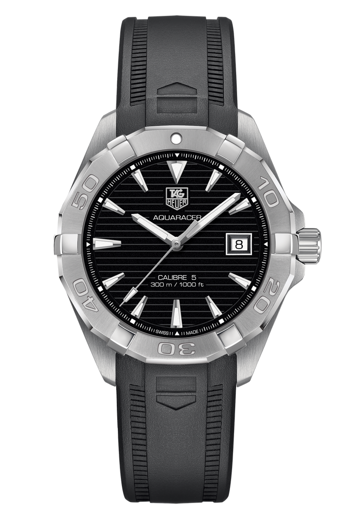 Tag Heuer Aquaracer Caliber 5 Automatic Black Dial Black Rubber Strap Watch for Men - WAY2113.FT8021