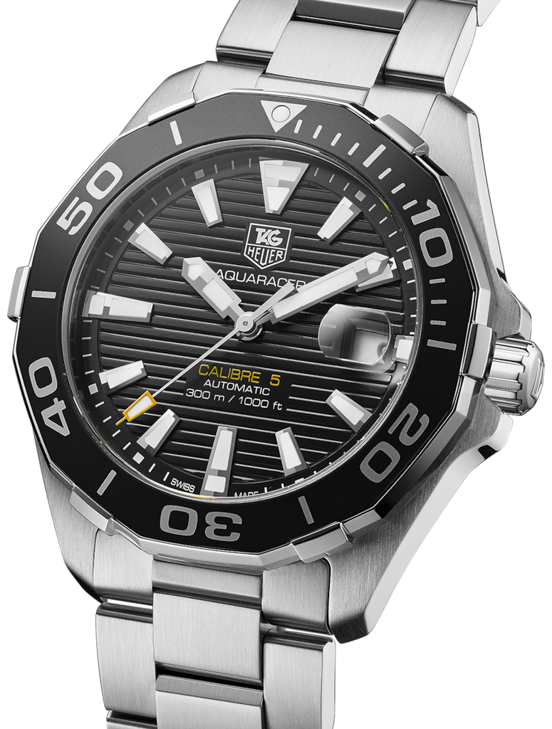 Tag Heuer Aquaracer Automatic Black Dial Silver Steel Strap Watch for Men - WAY211A.BA0928