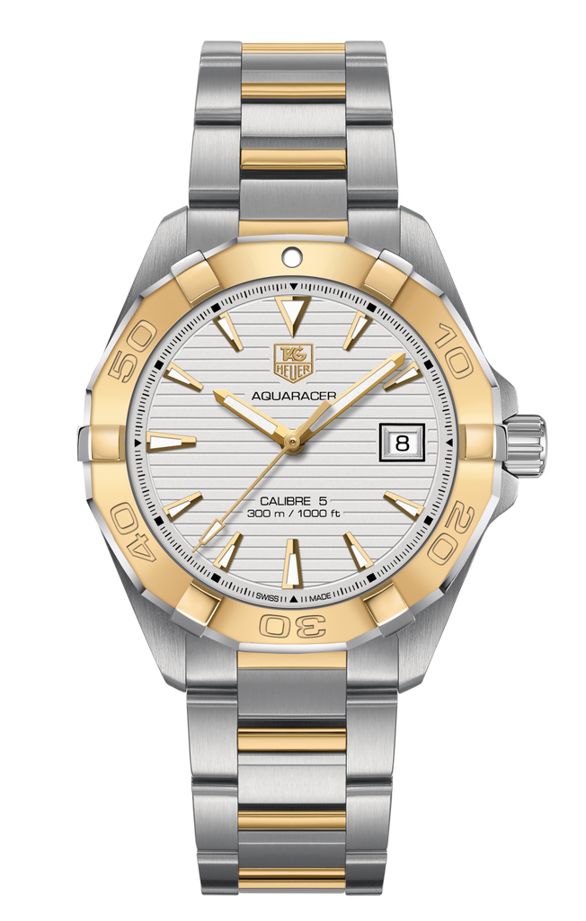 Tag Heuer Aquaracer Automatic White Dial Two Tone Steel Strap Watch for Men - WAY2151.BD0912