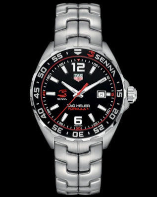 Tag Heuer Formula 1 Senna Limited Edition Black Dial Silver Steel Strap Watch for Men - WAZ1012.BA0883