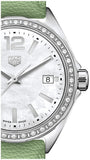 Tag Heuer Formula 1 Quartz Diamonds Mother of Pearl Dial Green Leather Strap Watch for Women - WBJ131A.FC8249