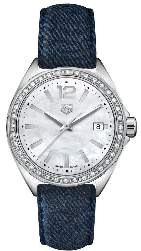 Tag Heuer Formula 1 Quartz Diamonds Mother of Pearl Dial Blue Leather Strap Watch for Women - WBJ131A.FC8251