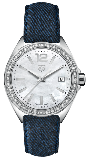 Tag Heuer Formula 1 Quartz Diamonds Mother of Pearl Dial Blue Leather Strap Watch for Women - WBJ131A.FC8251