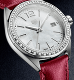 Tag Heuer Formula 1 Quartz Mother of Pearl Dial Red Leather Strap Watch for Women - WBJ131A.FC8253