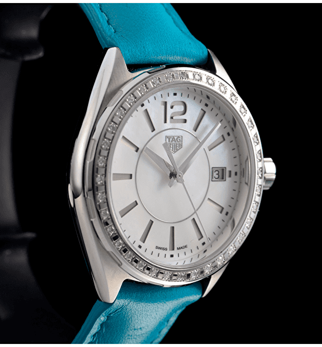 Tag Heuer Formula 1 Quartz Diamonds Mother of Pearl Dial Blue Leather Strap Watch for Women - WBJ131A.FC8256