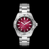 Tag Heuer Aquaracer Professional 200 Automatic Red Dial Silver Steel Strap Watch for Men - WBP2114.BA0627