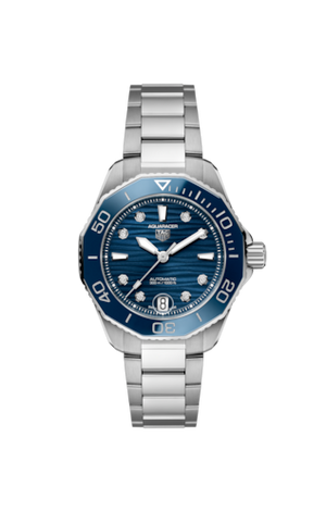 Tag Heuer Aquaracer Professional 300 Automatic Diamonds Blue Dial Silver Steel Strap Watch for Women - WBP231B.BA0618