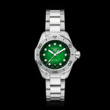 Tag Heuer Aquaracer Professional 200 Automatic Diamond Green Dial Silver Steel Strap Watch for Women - WBP2415.BA0622