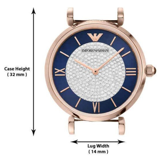 Emporio Armani Gianni T-Bar Quartz Crystals Black Dial Gold Steel Strap Watch For Women - AR11423