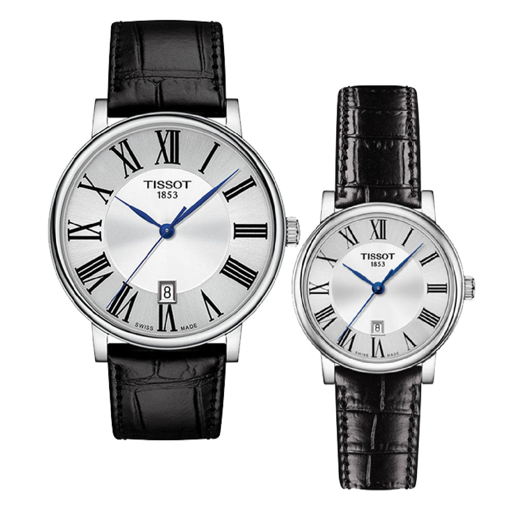 Tissot Carson Premium Lady Silver Dial Black Leather Strap Watch For Women - T122.210.16.033.00