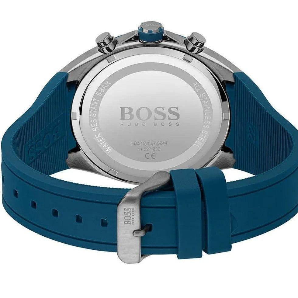 Hugo Boss Distinct Blue Dial Blue Rubber Strap Watch for Men - 1513856