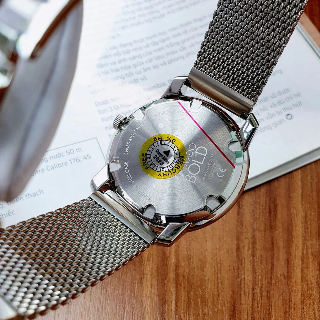 Movado Bold Silver Dial Silver Mesh Bracelet Watch For Men - 3600260