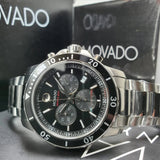 Movado Series 800 Chronograph Black Dial Silver Steel Strap Watch For Men - 2600142