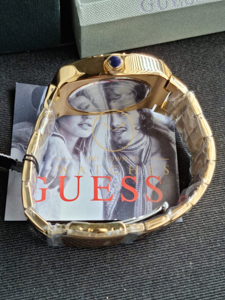 Guess Trend Analog Green Dial Gold Steel Strap Watch For Men - GW0624G2