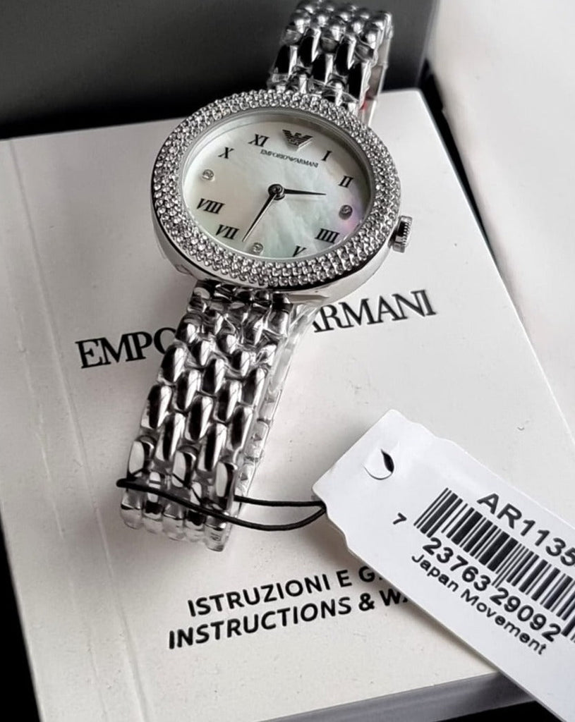 Emporio Armani Rosa Quartz White Dial Silver Steel Strap Watch For Women - AR11354