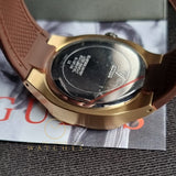 Guess Headline Chronograph Blue Dial Brown Silicone Strap Watch For Men - GW0571G5