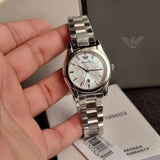 Emporio Armani Federica Mother of Pearl Dial Silver Steel Strap Watch For Women - AR11557