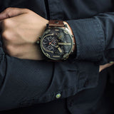 Diesel Mr Daddy Chronograph Blue Dial Brown Leather Strap Watch For Men - DZ7314