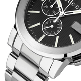 Gucci G Chrono Black Dial Silver Steel Strap Watch For Men - YA101204