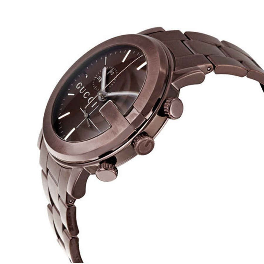 Gucci G Chrono Brown Dial Brown Steel Strap Watch For Men - YA101341